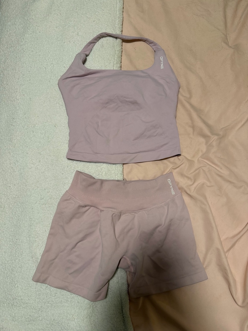 Dfyne Impact Halter Top and Impact 4.5in Shorts in Light Rose Pink